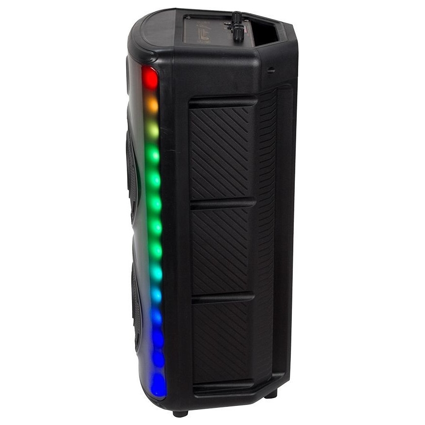 Coluna de som recarregável LED RGB com microfone 600W/2400 mAh + controlo remoto
