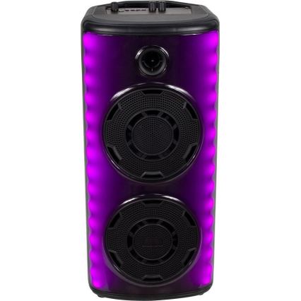 Coluna de som recarregável LED RGB com microfone 600W/2400 mAh + controlo remoto