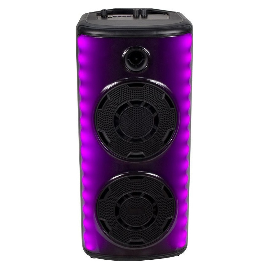 Coluna de som recarregável LED RGB com microfone 600W/2400 mAh + controlo remoto