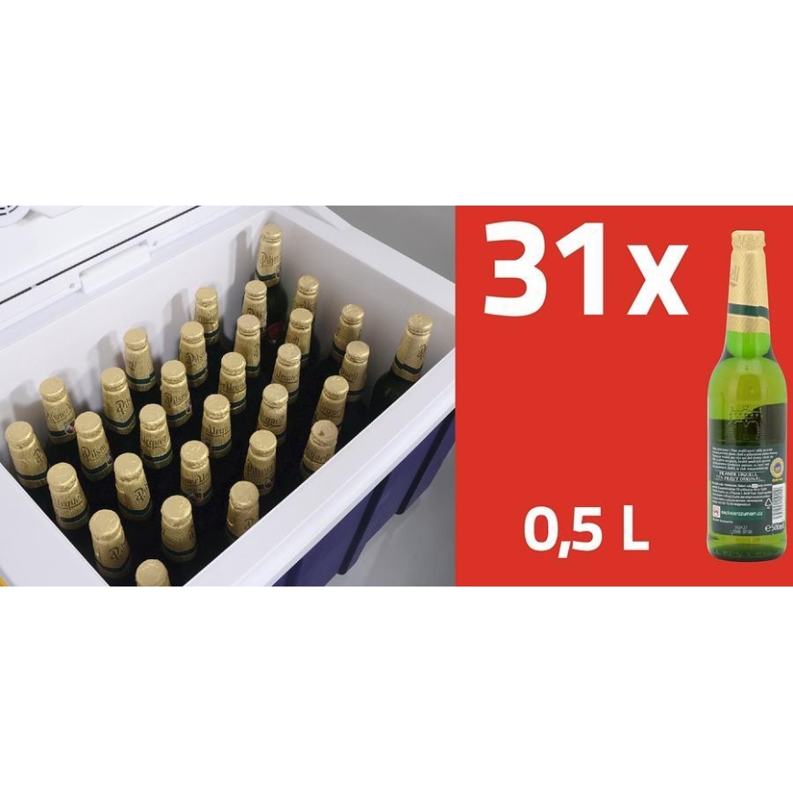 Caixa frigorífica portátil com rodas 60W/230/12V 50 l azul/amarelo