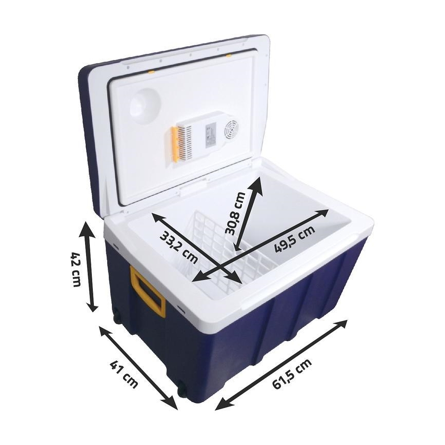 Caixa frigorífica portátil com rodas 60W/230/12V 50 l azul/amarelo