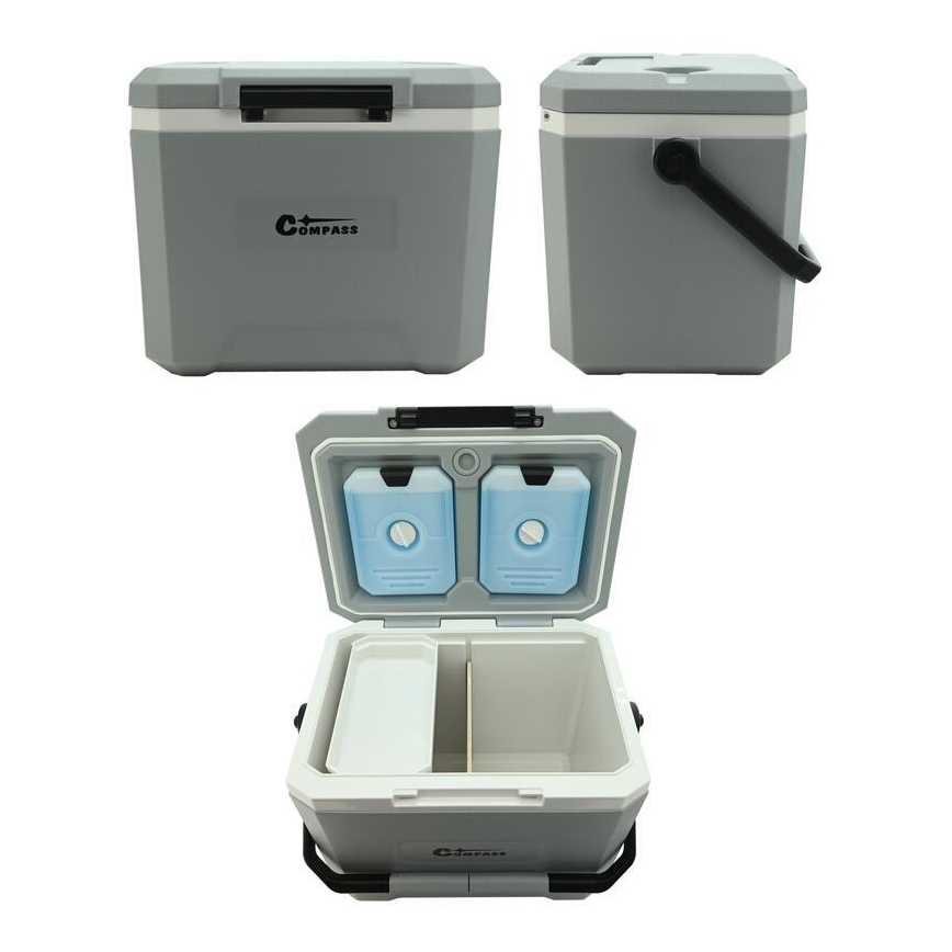 Caixa térmica com bolsa de gel refrigerante, 16 l, cinzenta