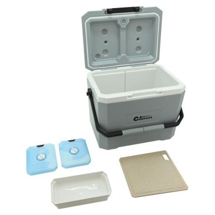 Caixa térmica com bolsa de gel refrigerante, 16 l, cinzenta