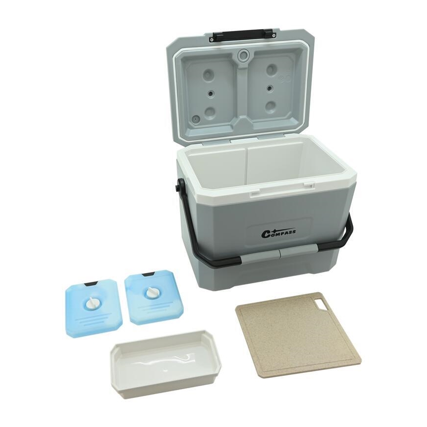 Caixa térmica com bolsa de gel refrigerante, 16 l, cinzenta