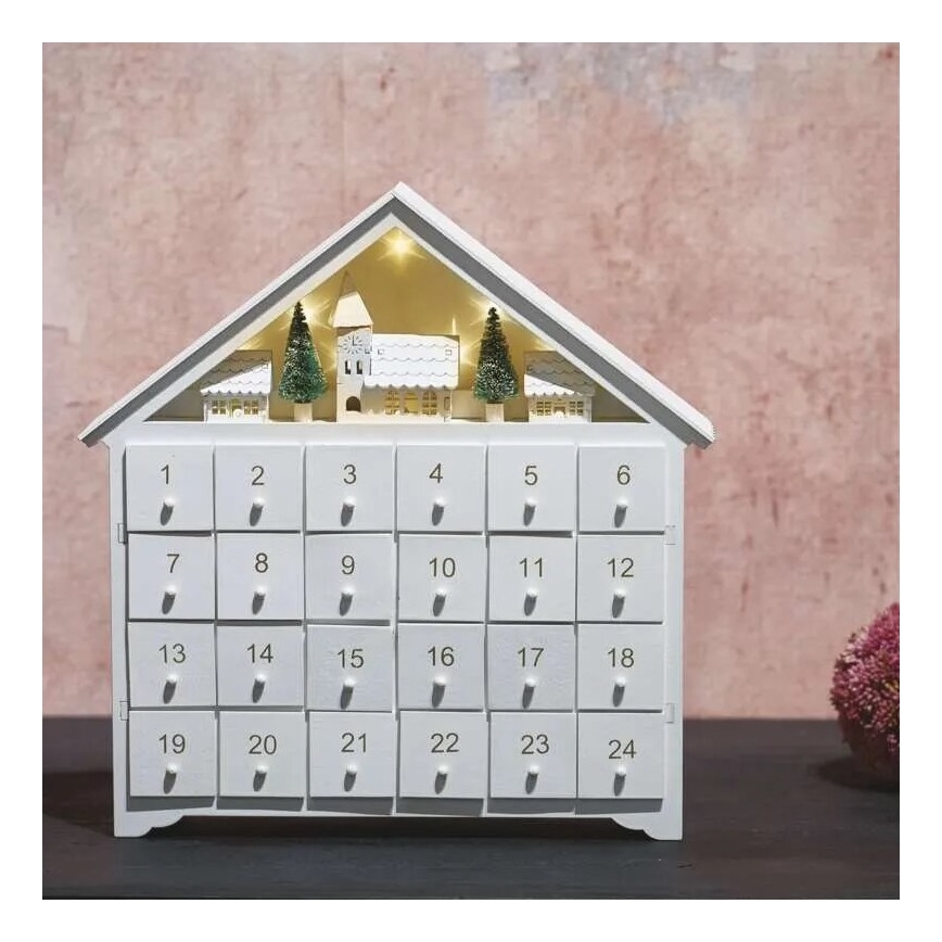 Calendário de Advento LED 8xLED/2xAA branco
