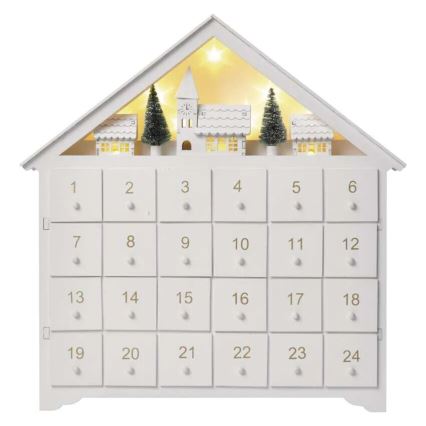 Calendário de Advento LED 8xLED/2xAA branco