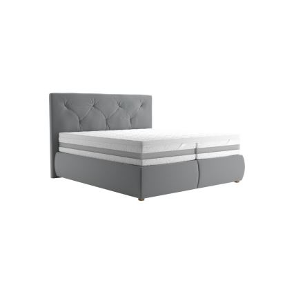 Cama box ELEN 180x200 cm com colchão e sobrecolchão, cinza