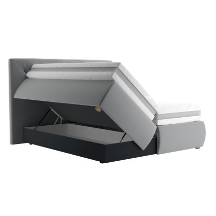 Cama box ELEN 180x200 cm com colchão e sobrecolchão, cinza