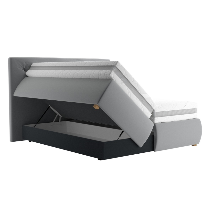 Cama box ELEN 180x200 cm com colchão e sobrecolchão, cinza