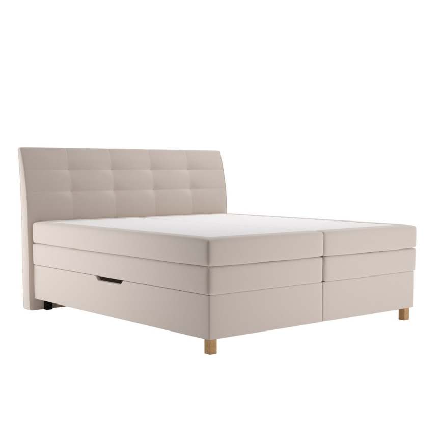 Cama boxspring com colchão BEA 160x200 cm bege