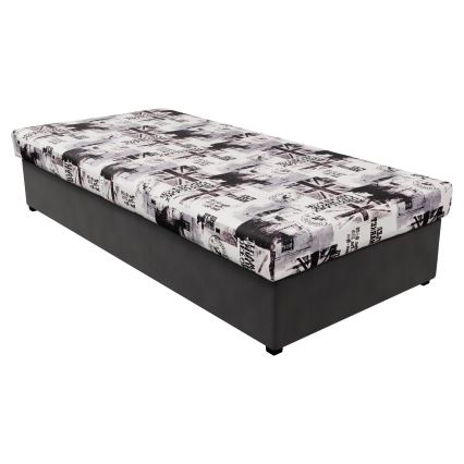 Cama com colchão de molas e espaço de arrumação NOE 90x200 cinzenta/preta