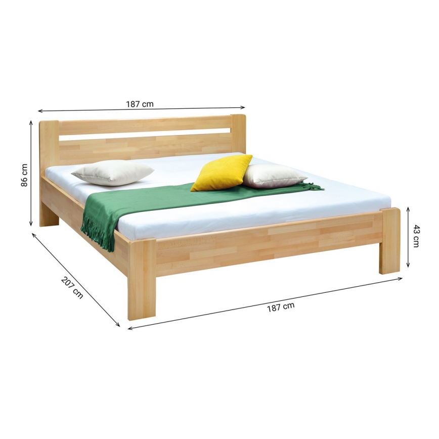 Cama de casal em madeira maciça AMARA 180x200 cm de faia
