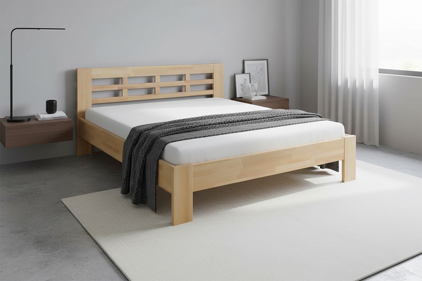 Cama de casal em madeira maciça ANGELA 180x200 cm bétula