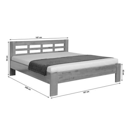 Cama de casal em madeira maciça ANGELA 180x200 cm nogueira escura