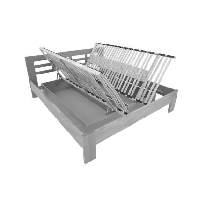 Cama de casal em madeira maciça com espaço de armazenamento ANGELA 180x200 cm branca