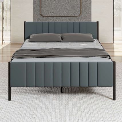 Cama de casal metálica LUNOR 160x200 cm antracite, suporta até 200 kg