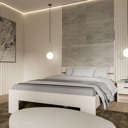 Cama de casal PIROA 160x200 cm bege