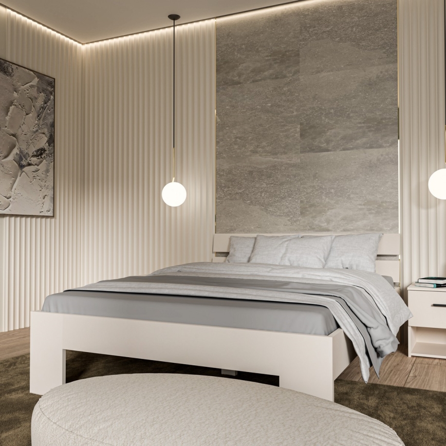 Cama de casal PIROA 160x200 cm bege