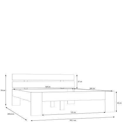Cama de casal PIROA 160x200 cm bege