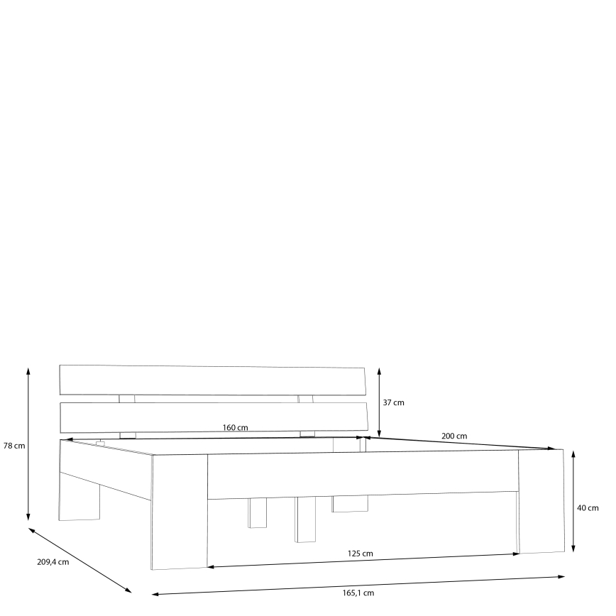 Cama de casal PIROA 160x200 cm bege