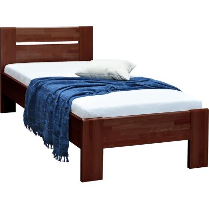 Cama de solteiro AMBER 90x200 cm nogueira escura