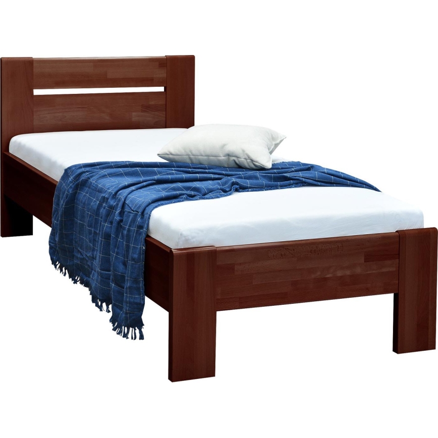 Cama de solteiro AMBER 90x200 cm nogueira escura