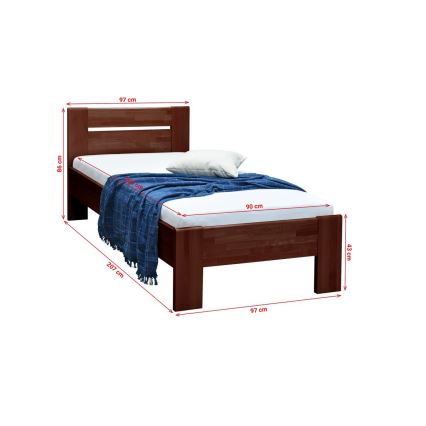 Cama de solteiro AMBER 90x200 cm nogueira escura