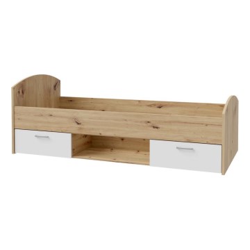 Cama de solteiro com arrumação URO 90x200 cm carvalho artisan/branco