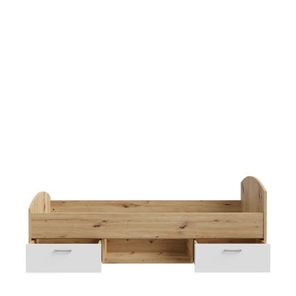 Cama de solteiro com arrumação URO 90x200 cm carvalho artisan/branco