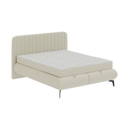 Cama estofada ALEXA 160x200 cm com colchões e espaço de arrumação, bege