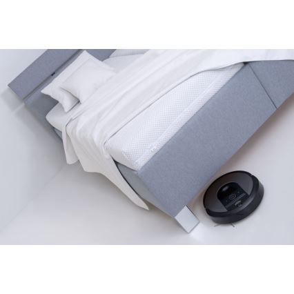 Cama estofada ALIS 160x200 cm com colchão e arrumação integrada, cor cinzenta clara