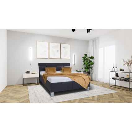 Cama estofada ALIS 160x200 cm com colchão e espaço de arrumação antracite