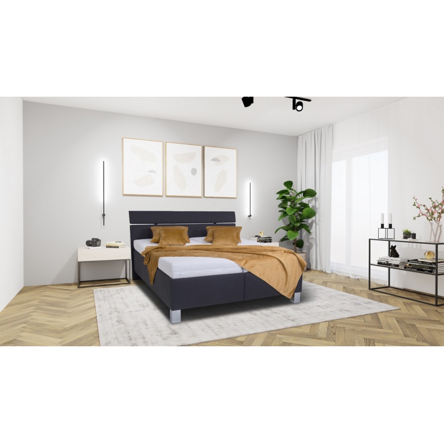 Cama estofada ALIS 160x200 cm com colchão e espaço de arrumação antracite