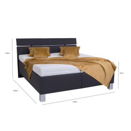 Cama estofada ALIS 160x200 cm com colchão e espaço de arrumação antracite