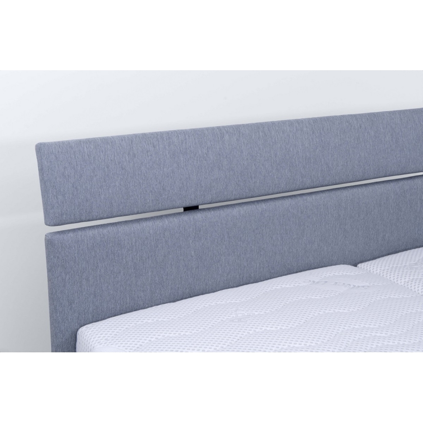 Cama estofada ALIS 160x200 cm com espaço de arrumação — sem colchão — cinzento claro
