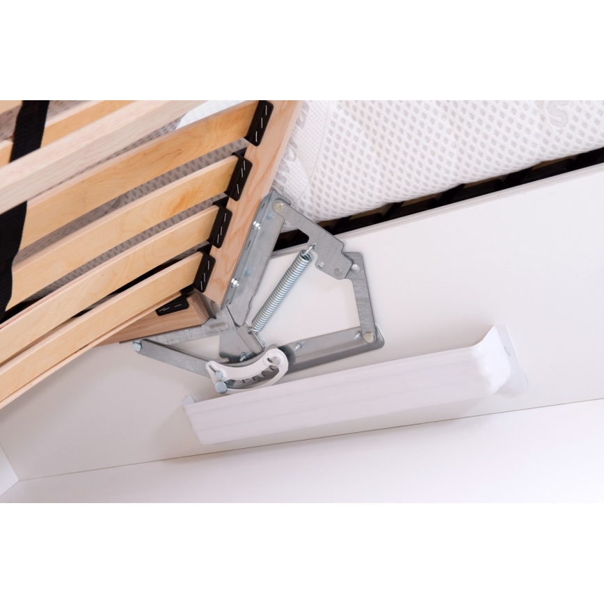 Cama estofada ALIS 160x200 cm com espaço de arrumação — sem colchão — cinzento claro