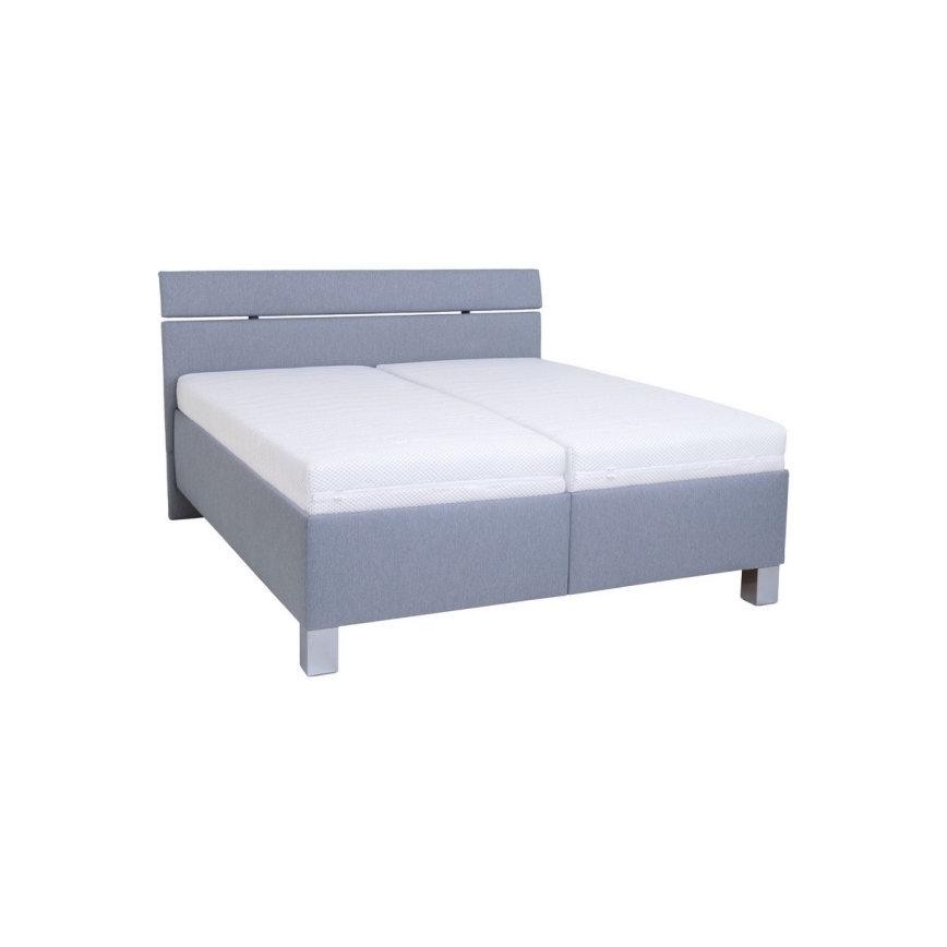 Cama estofada ALIS 160x200 cm com espaço de arrumação — sem colchão — cinzento claro