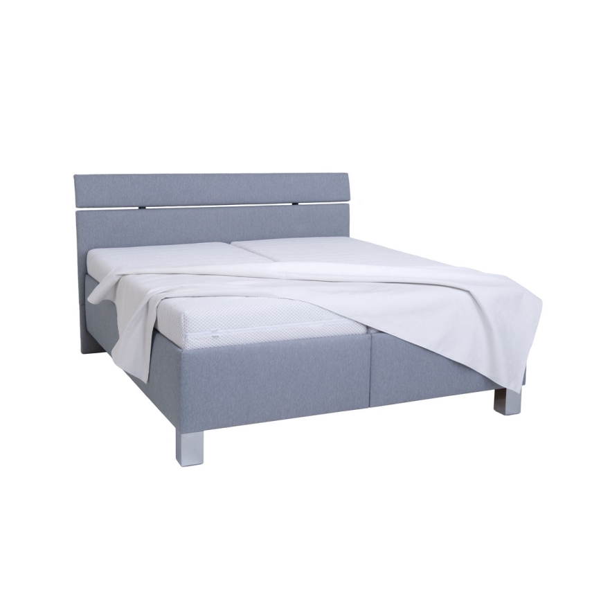 Cama estofada ALIS 160x200 cm com espaço de arrumação — sem colchão — cinzento claro