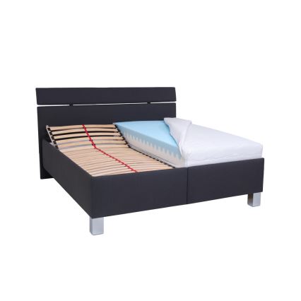 Cama estofada ALIS 180x200 cm com colchão e espaço de arrumação antracite