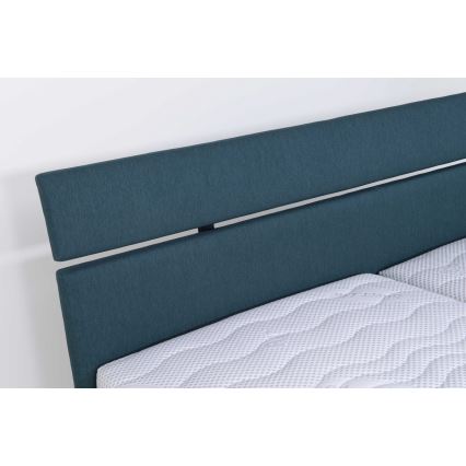 Cama estofada ALIS 180x200 cm com colchão e espaço de arrumação, azul petróleo