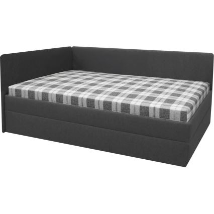 Cama estofada ARLY 110x200 cm com cabeceira universal reversível (esq./dir.) antracite/branco