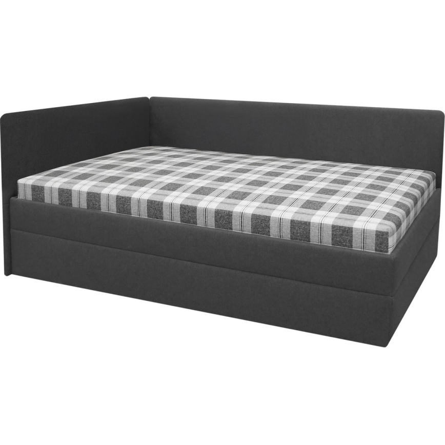 Cama estofada ARLY 110x200 cm com cabeceira universal reversível (esq./dir.) antracite/branco