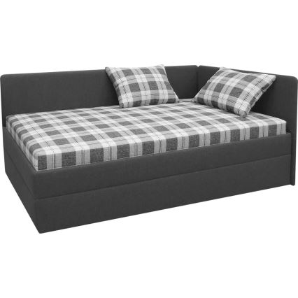 Cama estofada ARLY 110x200 cm com cabeceira universal reversível (esq./dir.) antracite/branco