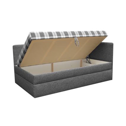 Cama estofada ARLY 110x200 cm com cabeceira universal reversível (esq./dir.) antracite/branco