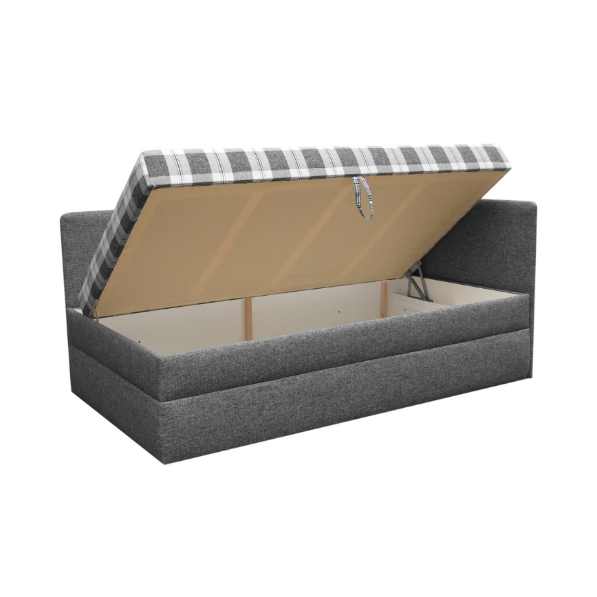 Cama estofada ARLY 110x200 cm com cabeceira universal reversível (esq./dir.) antracite/branco