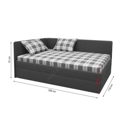 Cama estofada ARLY 110x200 cm com cabeceira universal reversível (esq./dir.) antracite/branco
