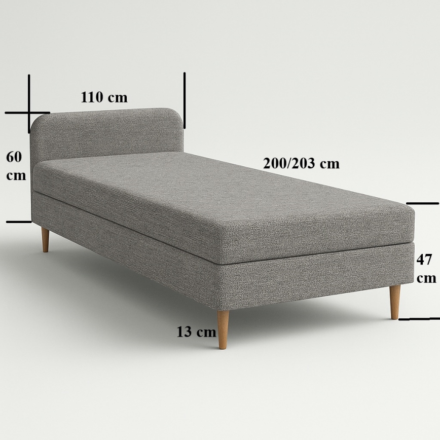 Cama estofada BRISBANE 110x200 cm castanha