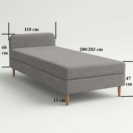 Cama estofada BRISBANE 110x200 cm preta