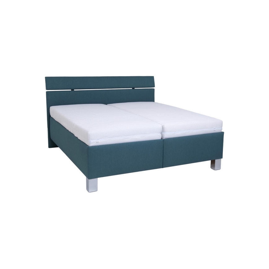 Cama estofada com arrumação ALIS 180x200 cm, sem colchão, azul petróleo