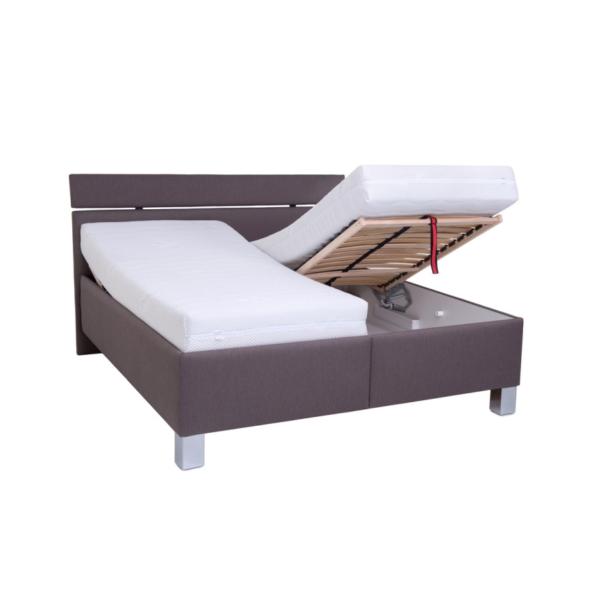Cama estofada com arrumação integrada ALIS 180x200 cm sem colchão, castanha